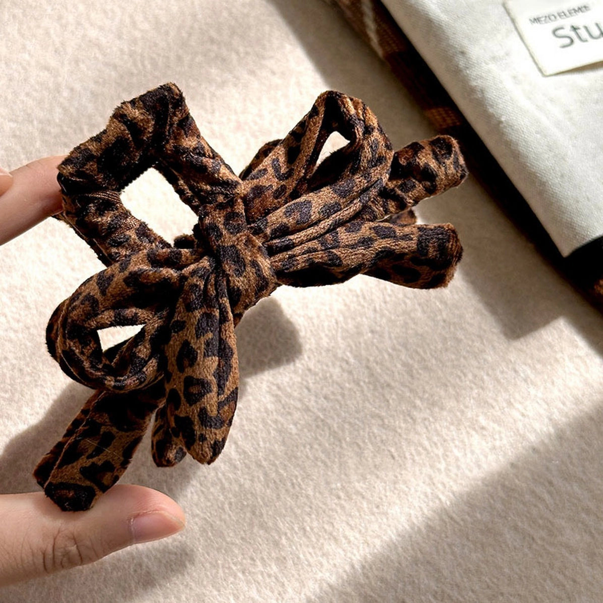 Leopard Bow Hair Claw Large Elegant Shark Clip