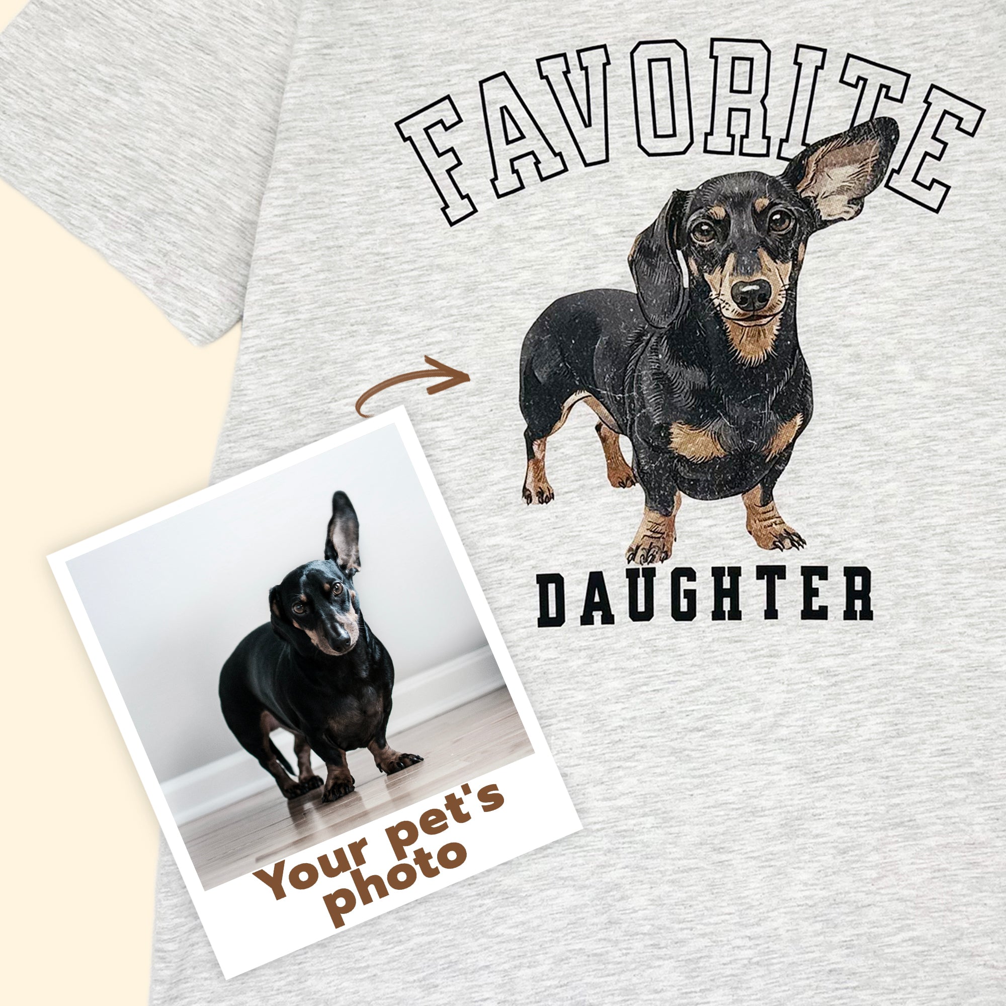 Custom Pet T Shirt - Favorite Daughter Series. Black