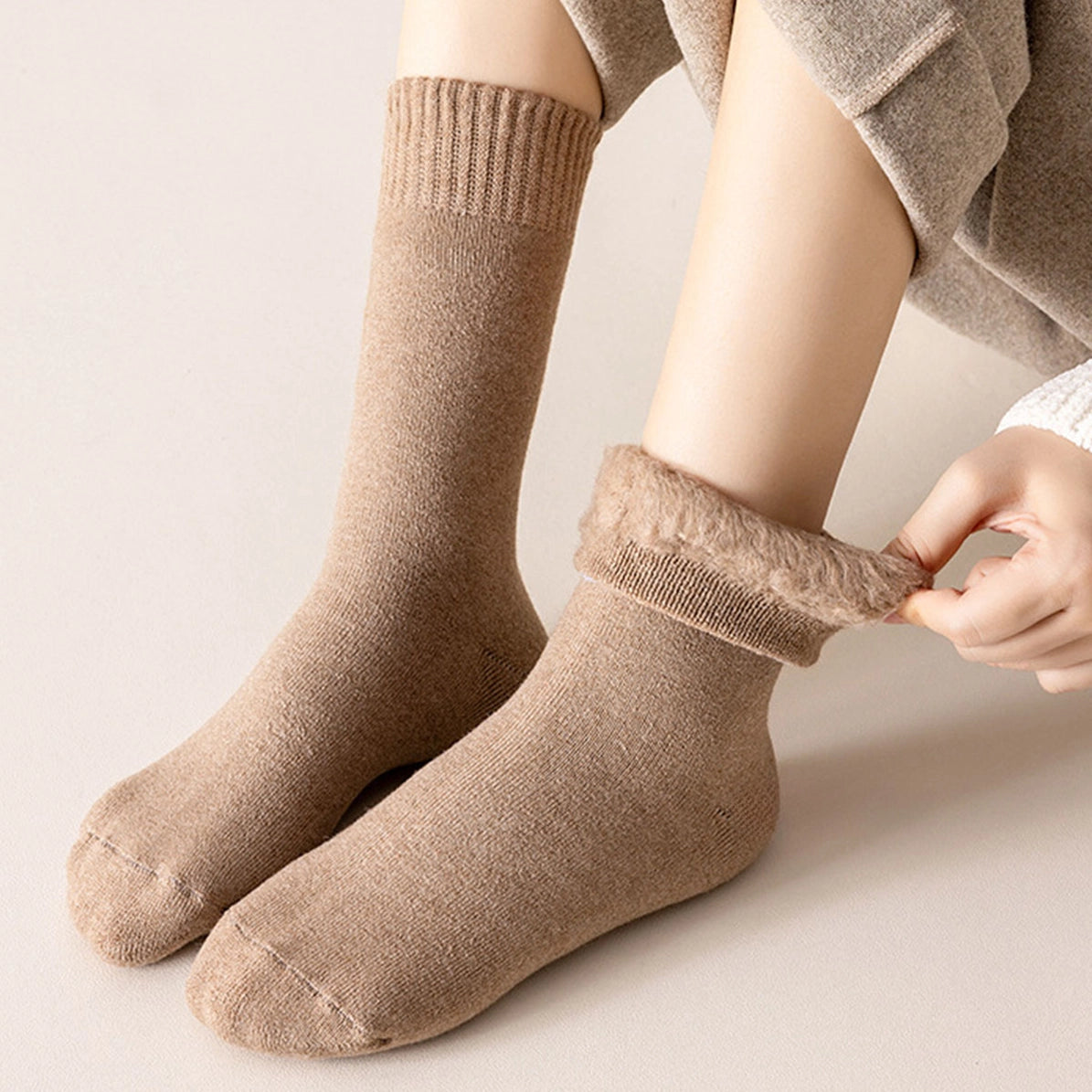 Thermal Fleece-Lined Crew Socks For Women, Winter