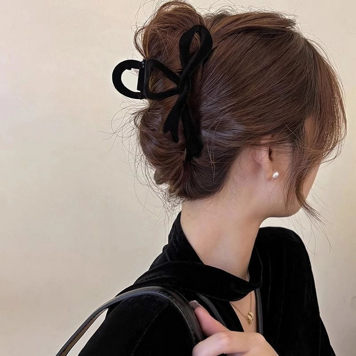 Velvet Bow Hair Clip Red Claw For Elegant Updos
