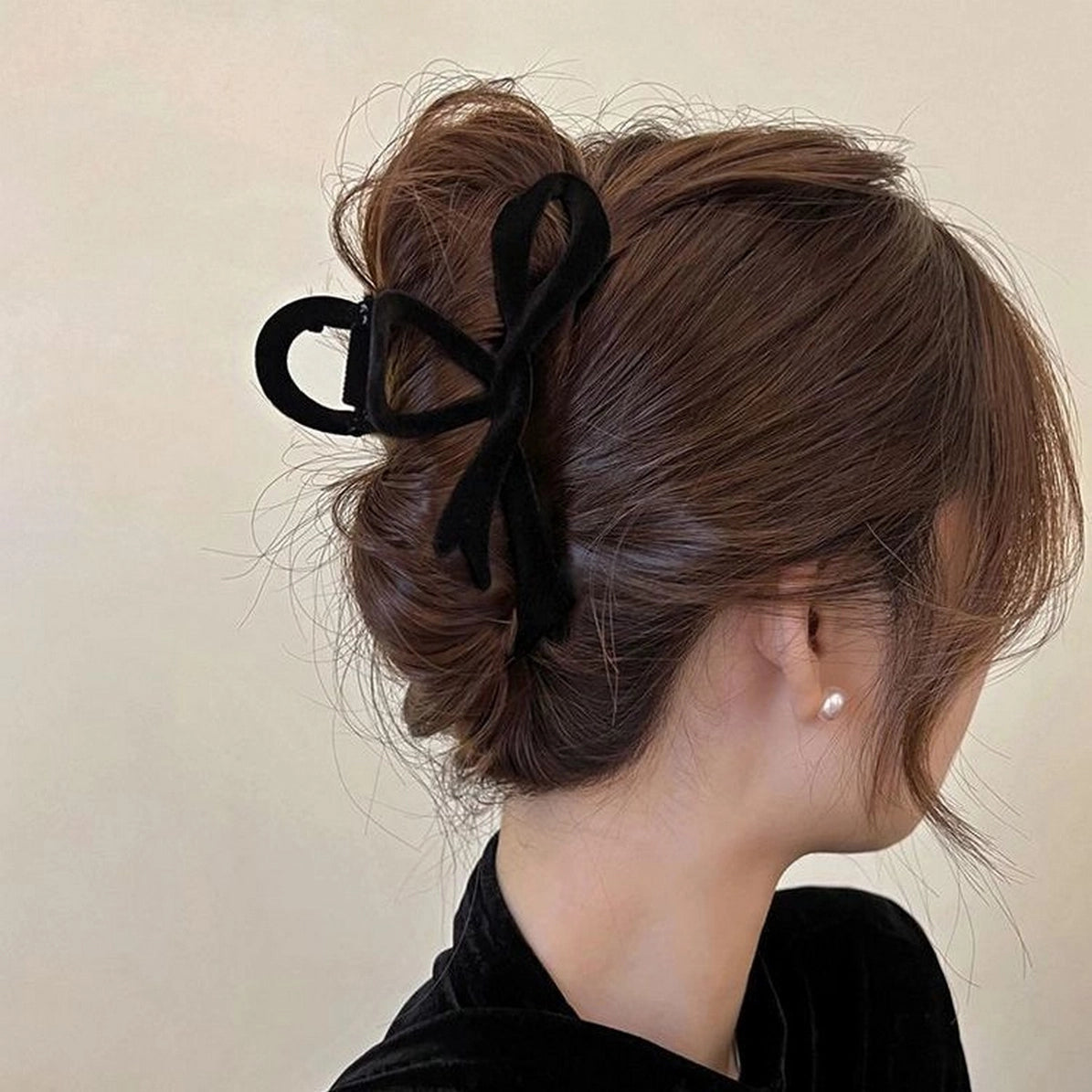 Velvet Bow Hair Clip Red Claw For Elegant Updos