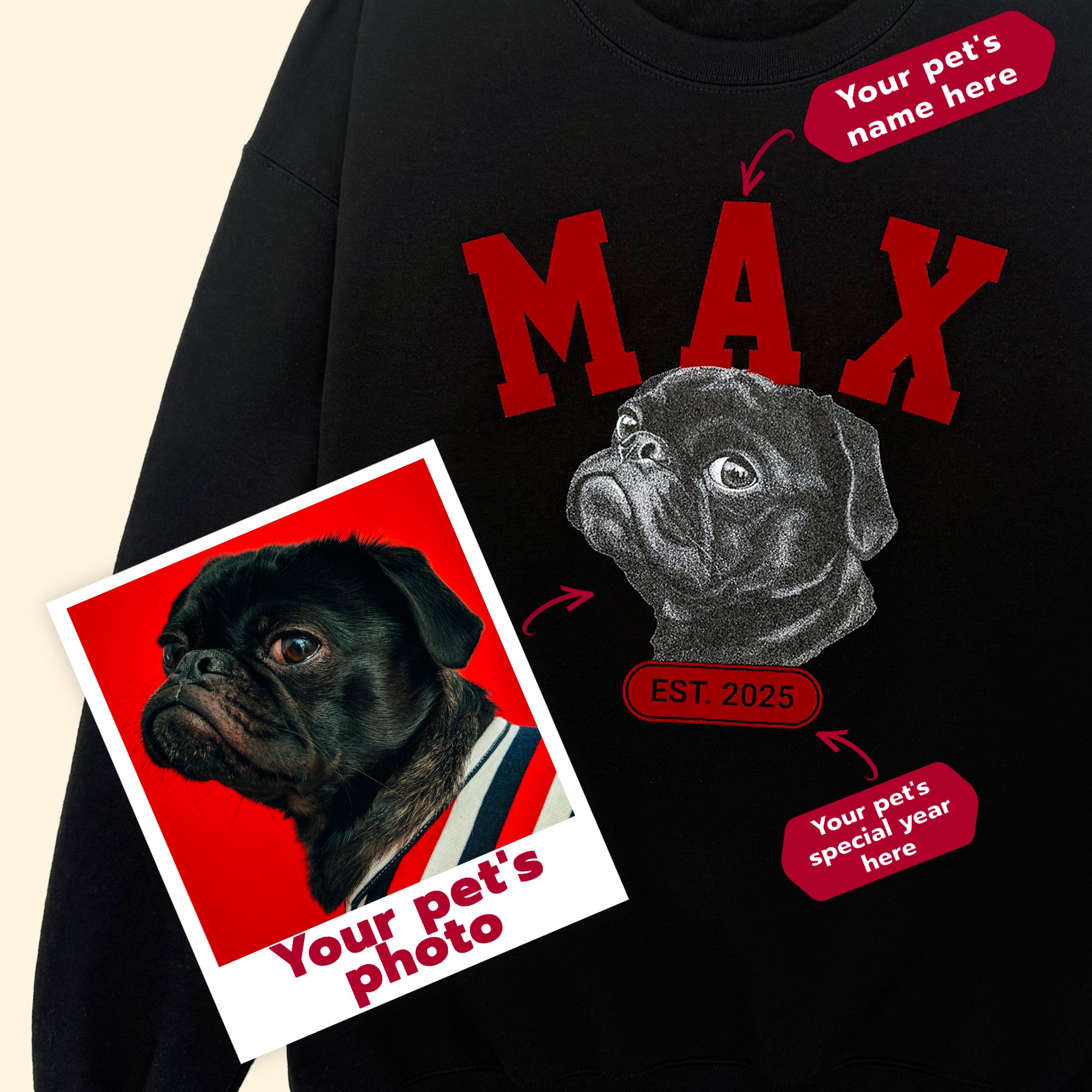 Custom Pet Sweatshirt - Academic M54 Typo B&W