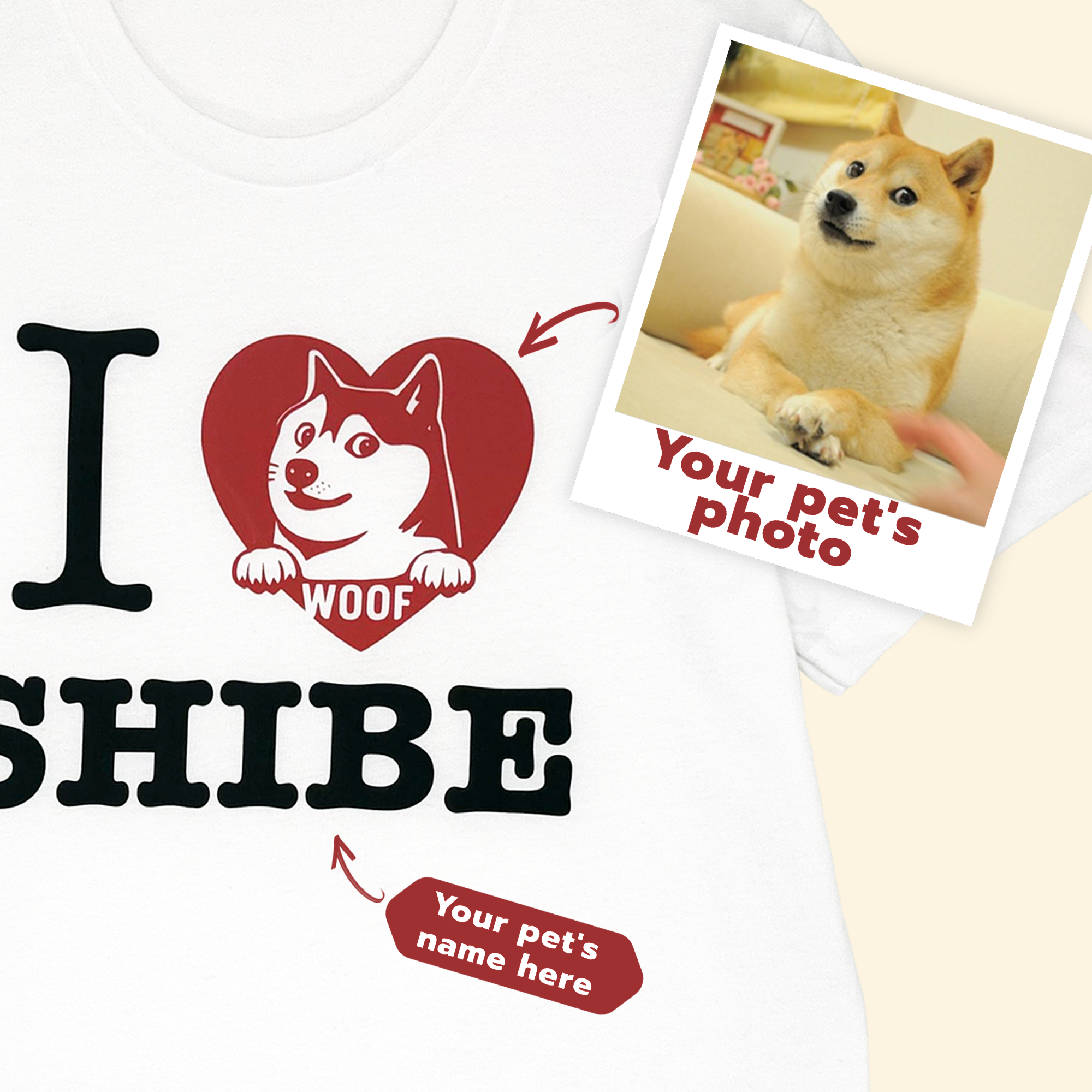 Custom Pet T Shirt - I Love Series