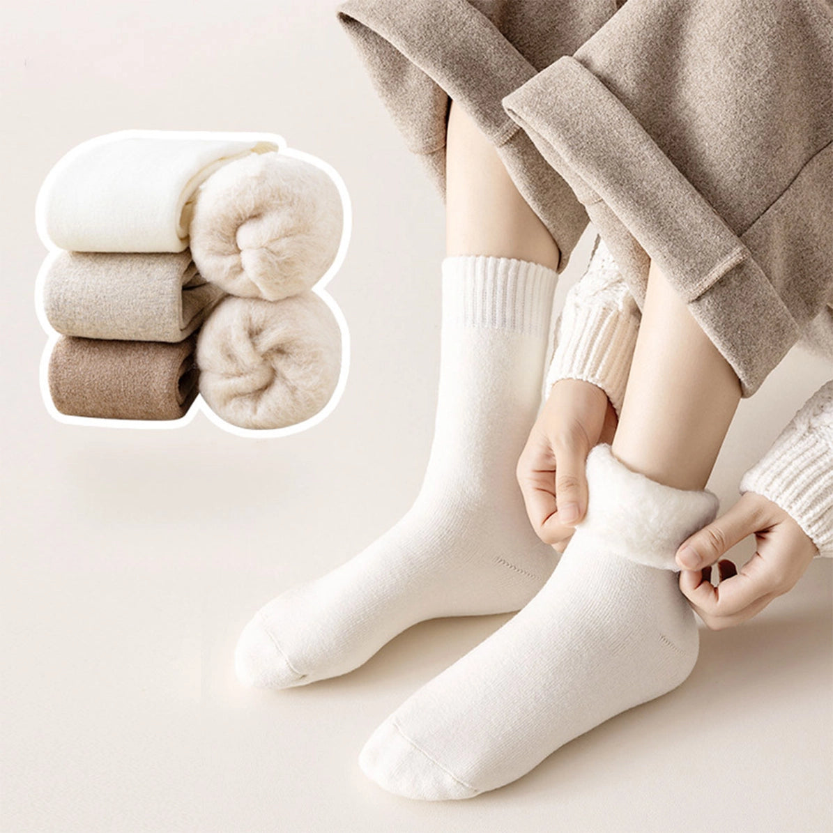 Thermal Fleece-Lined Crew Socks For Women, Winter