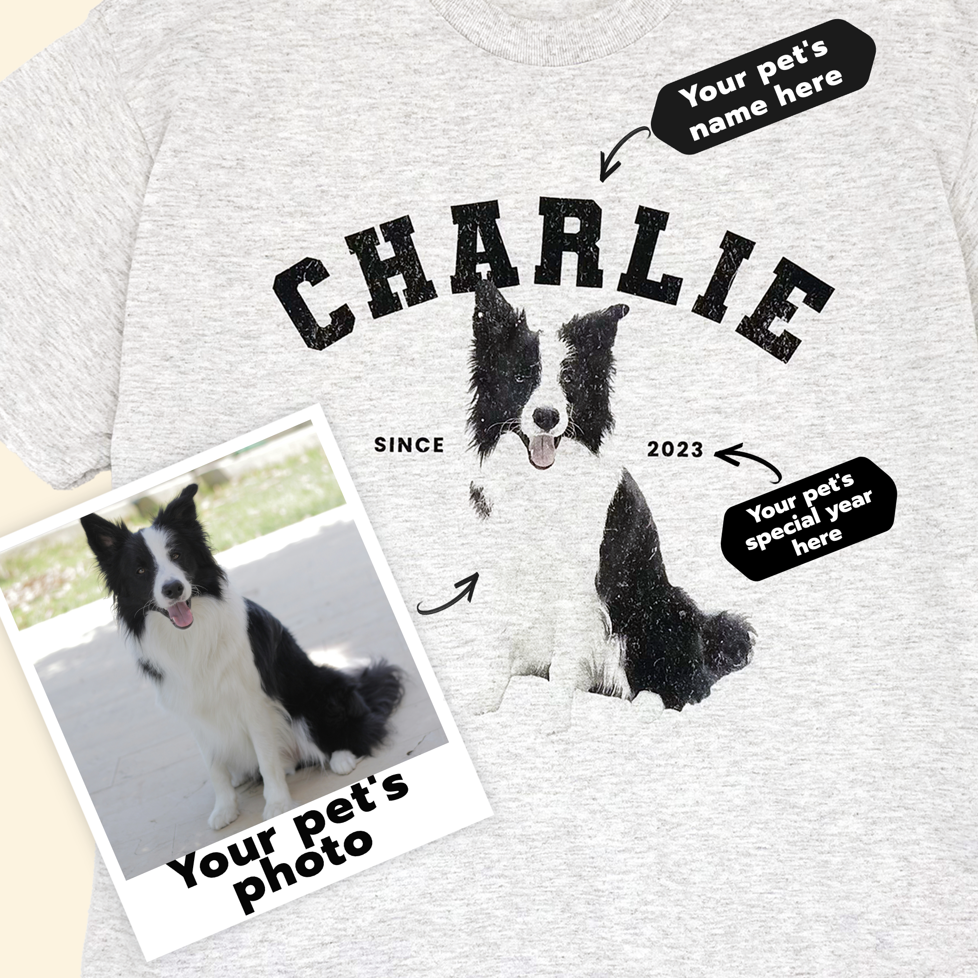 Custom Pet T Shirt - Varsity Team Typo